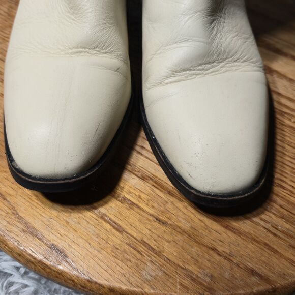 Zara Boots Women Size 5.5-6 EU 36 Leather Cream Ivory  Western Cowboy Ankle Boot - Picture 9 of 12